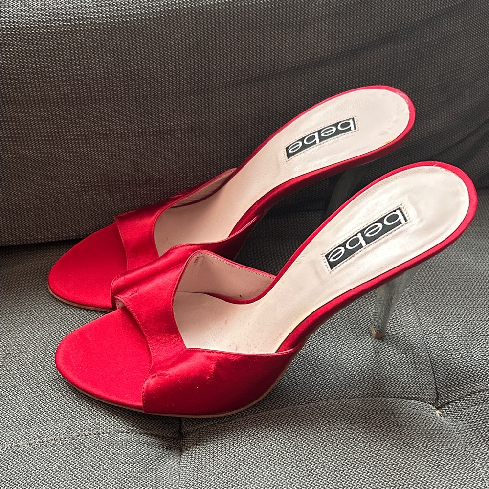 Bebe Red Women's Heeled slides size 9 NWOT